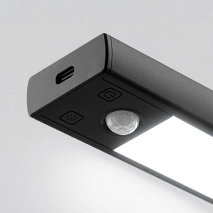 SADA 2x LED Nabíjecí osvětlení nábytku se senzorem pohybu a soumraku VIRO LED/1,2W/3,7V 800 mAh 3000/4000/6500K 30 cm černá