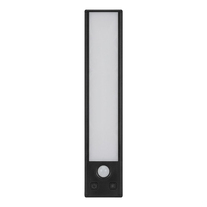SADA 2x LED Nabíjecí osvětlení nábytku se senzorem pohybu a soumraku VIRO LED/1,2W/3,7V 800 mAh 3000/4000/6500K 30 cm černá