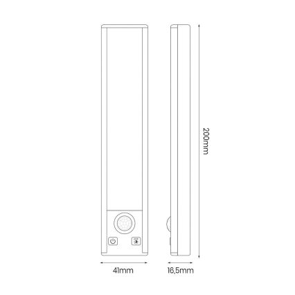 SADA 2x LED Nabíjecí osvětlení nábytku se senzorem pohybu a soumraku VIRO LED/1W/3,7V 800 mAh 3000/4000/6500K 20 cm bílá