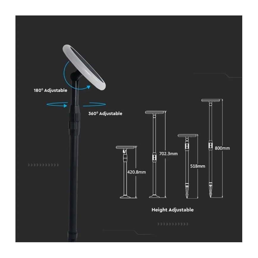 SADA 2x LED Nastavitelná solární lampa GARDEN LED/3W/5V 42-80 cm 4000K IP65 1000 mAh