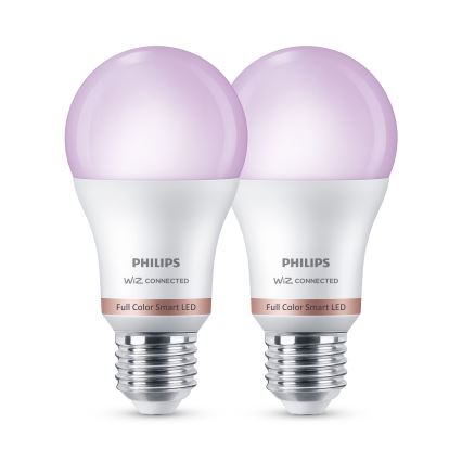 SADA 2x LED RGB Stmívatelná žárovka Philips SMART A60 E27/12,5W/230V 2200-6500K