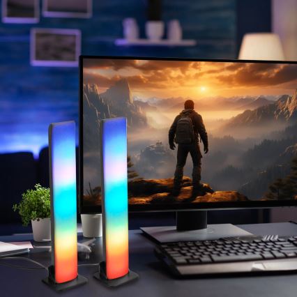 SADA 2x LED RGB Stmívatelná stolní lampa GAMER LED/5W/5V + dálkové ovládání