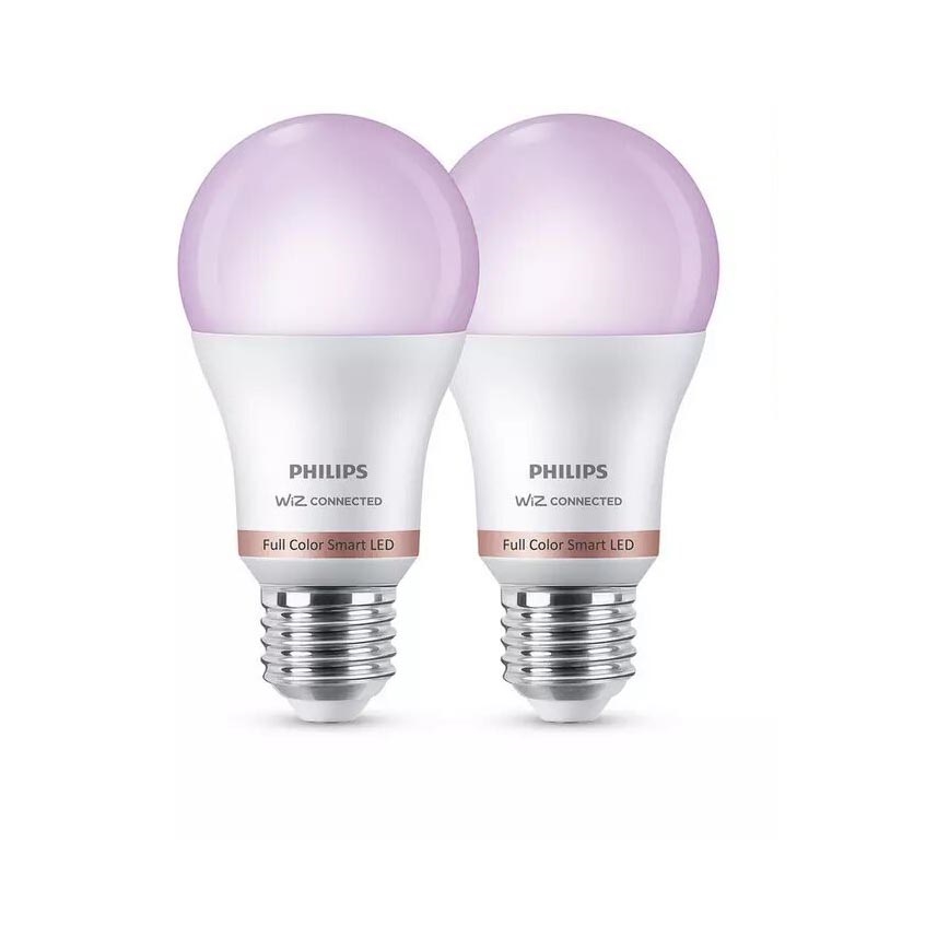 SADA 2x LED RGB Stmívatelná žárovka Philips A60 E27/8W/230V Wi-Fi