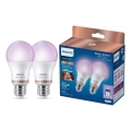 SADA 2x LED RGB Stmívatelná žárovka Philips SMART A60 E27/8,5W/230V 2200-6500K