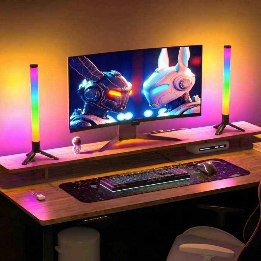 SADA 2x LED RGBIC Stmívatelná stolní lampa LED/5W/5V černá + dálkové ovládání