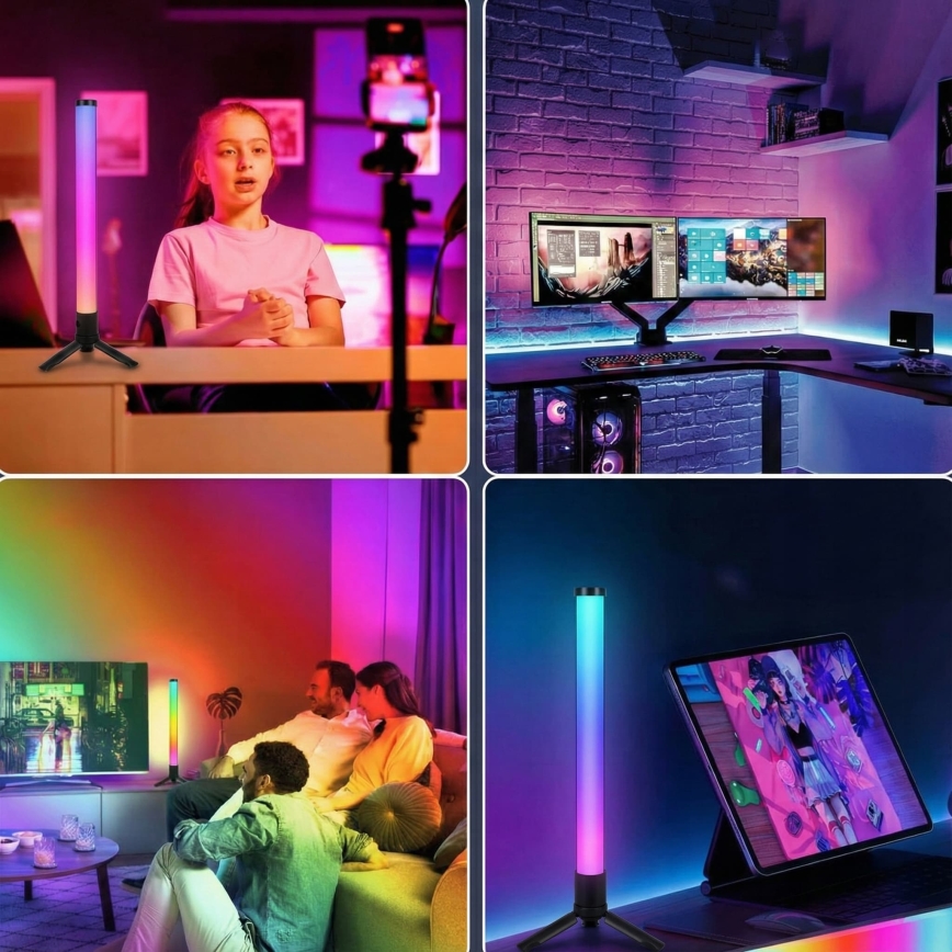 SADA 2x LED RGBIC Stmívatelná stolní lampa LED/5W/5V černá + dálkové ovládání