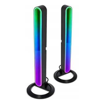 SADA 2x LED RGBIC Stmívatelná stolní lampa LED/5W/5V černá + dálkové ovládání