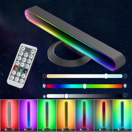 SADA 2x LED RGBIC Stmívatelná stolní lampa LED/5W/5V černá + dálkové ovládání