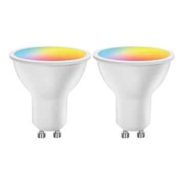 SADA 2x LED RGBW Stmív. žárovka MESH Smart GU10/6,5W/230V 2700-6500K + dálkové ovládání - Aigostar