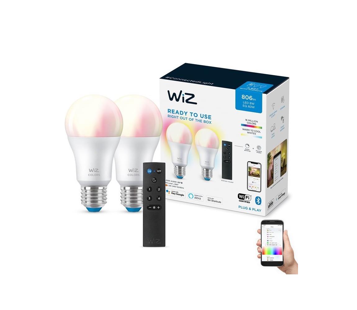 WiZ SADA 2x LED RGBW Stmívatelná žárovka A60 E27/8,5W/230V 2200-6500K Wi-Fi+DO - WiZ WI0150