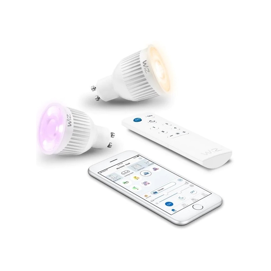 SADA 2x LED RGBW Stmívatelná žárovka GU10/6,5W/230V 2200-6500K Wi-Fi + DO - WiZ
