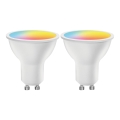SADA 2x LED RGBW Stmívatelná žárovka MESH Smart GU10/6,5W/230V 2700-6500K + dálkové ovládání - Aigostar
