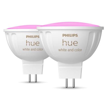 SADA 2x LED RGBW Stmívatelná žárovka Philips Hue White And Color Ambiance GU5,3/MR16/6,3W/12V 2000-6500K