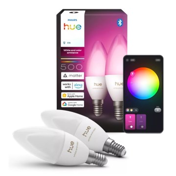 SADA 2x LED RGBW Stmívatelná žárovka Philips Hue White And Color Ambiance B39 E14/3,7W/230V 1000-20000K