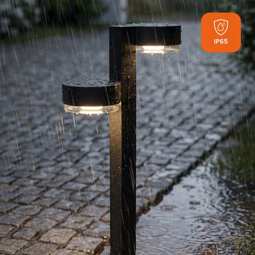 SADA 2x LED Solární lampa 2xLED/1W/3,7V 1200 mAh 55 cm IP65 černá