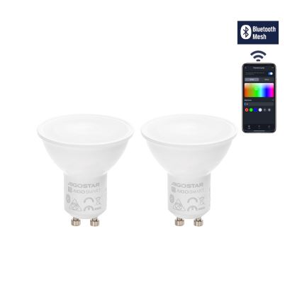 SADA 2x LED Stmívatelná žárovka MESH Smart GU10/6,5W/230V 2700-6500K + dálkové ovládání - Aigostar