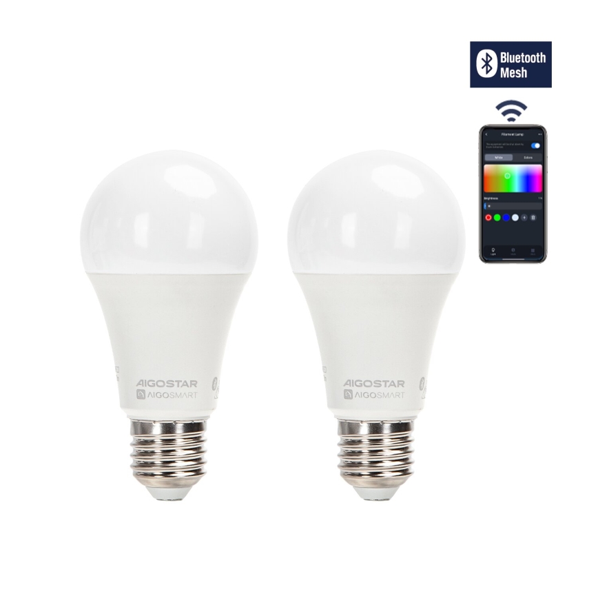 SADA 2x LED RGBW Stmívatelná žárovka MESH Smart G45 E14/4,5W/230V 2700-6500K + dálkové ovládání - Aigostar