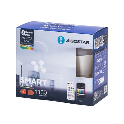 SADA 2x LED RGBW Stmívatelná žárovka MESH Smart G45 E14/4,5W/230V 2700-6500K + dálkové ovládání - Aigostar