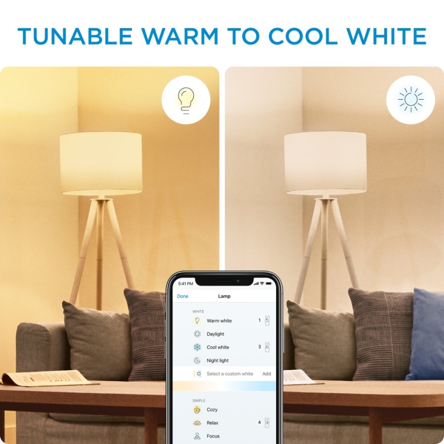 SADA 2x LED Stmívatelná žárovka C37 E14/4,9W/230V 2700-6500K CRI 90 Wi-Fi - WiZ