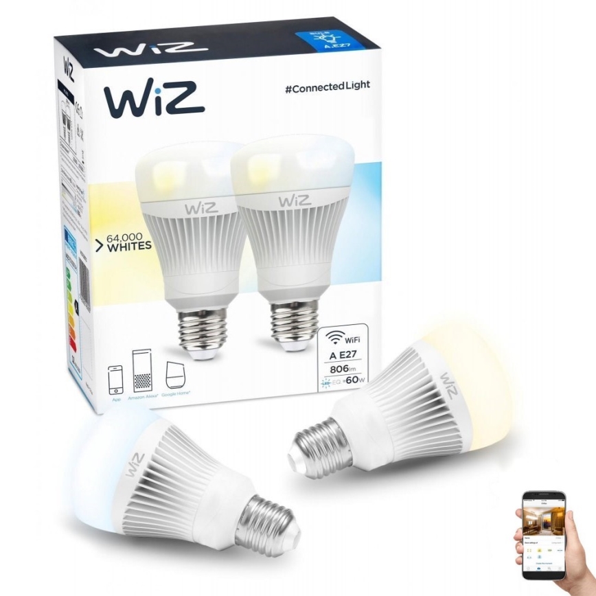 SADA 2x LED Stmívatelná žárovka E27/11,5W/230V 2700-6500K Wi-Fi - WiZ