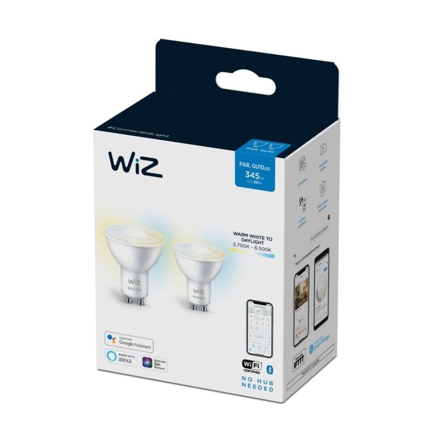 SADA 2x LED Stmívatelná žárovka PAR16 GU10/4,7W/230V 2700-6500K CRI 90 Wi-Fi - WiZ