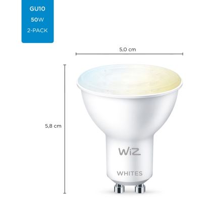 SADA 2x LED Stmívatelná žárovka PAR16 GU10/4,7W/230V 2700-6500K CRI 90 Wi-Fi - WiZ