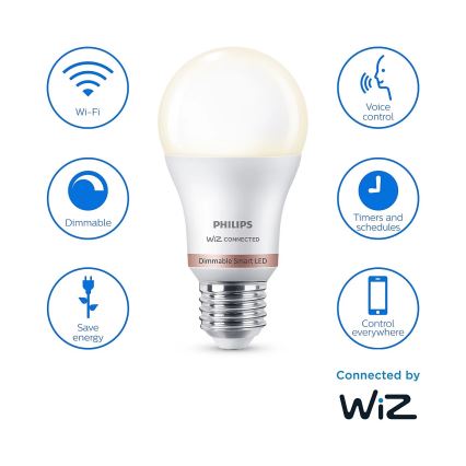 SADA 2x LED Stmívatelná žárovka Philips A60 E27/8W/230V Wi-Fi