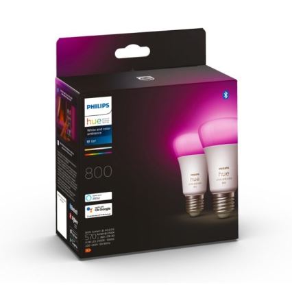 SADA 2x LED Stmívatelná žárovka Philips Hue White And Color Ambiance A60 E27/6,5W/230V 2000-6500K