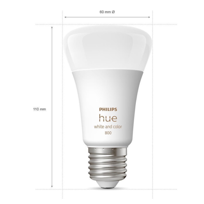 SADA 2x LED Stmívatelná žárovka Philips Hue White And Color Ambiance A60 E27/6,5W/230V 2000-6500K