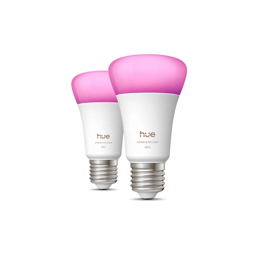 SADA 2x LED Stmívatelná žárovka Philips Hue WHITE AND COLOR AMBIANCE E27/6W/230V 1000-20000K