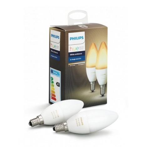 SADA 2x LED Stmívatelná žárovka Philips Hue WHITE AMBIANCE E14/6W/230V 2200-6500K