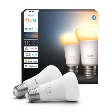 SADA 2x LED Stmívatelná žárovka Philips Hue WHITE AMBIANCE E27/8,1W/230V 1000-20000K