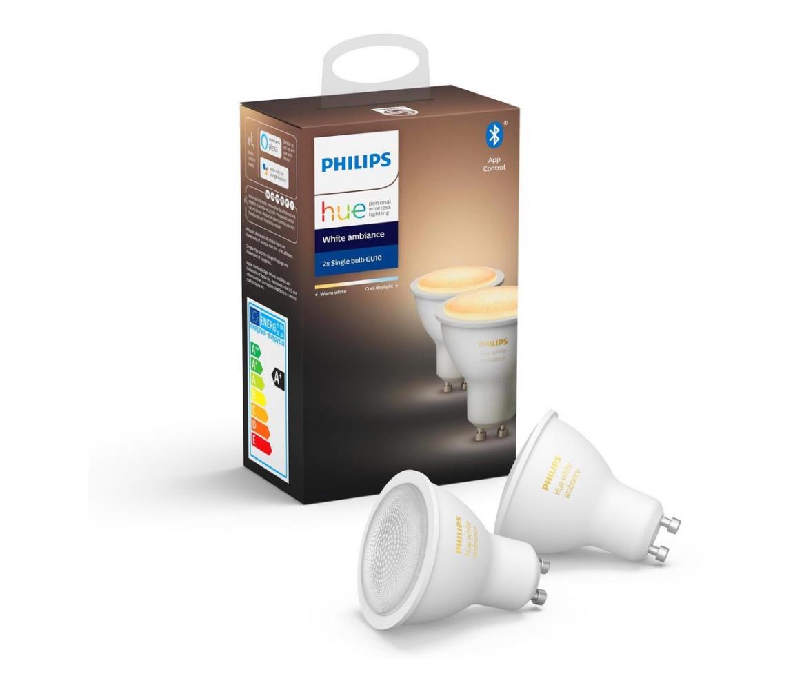 Philips SADA 2x LED Stmívatelná žárovka Philips Hue WHITE AMBIANCE GU10/5W/230V
