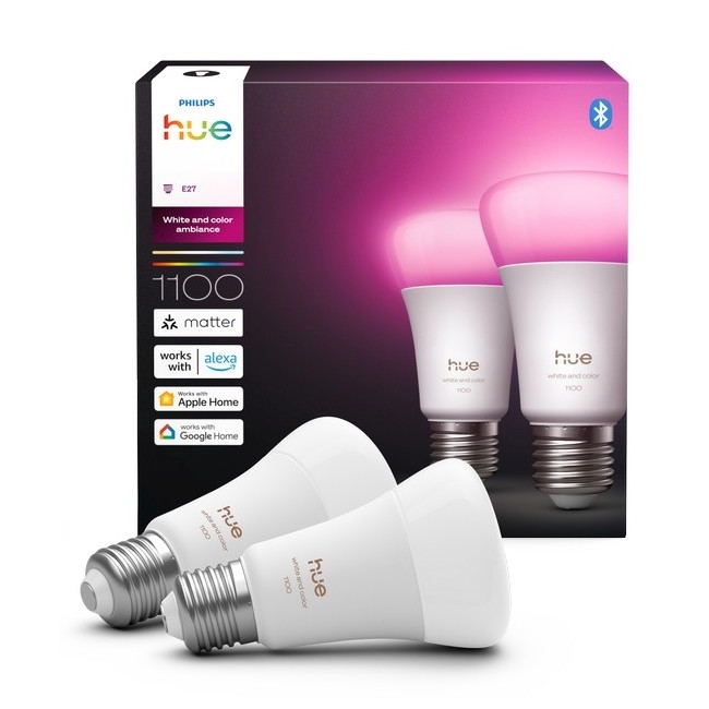 SADA 2x LED Stmívatelná žárovka Philips Hue WHITE AND COLOR AMBIANCE E27/8,1W/230V 1000-20000K