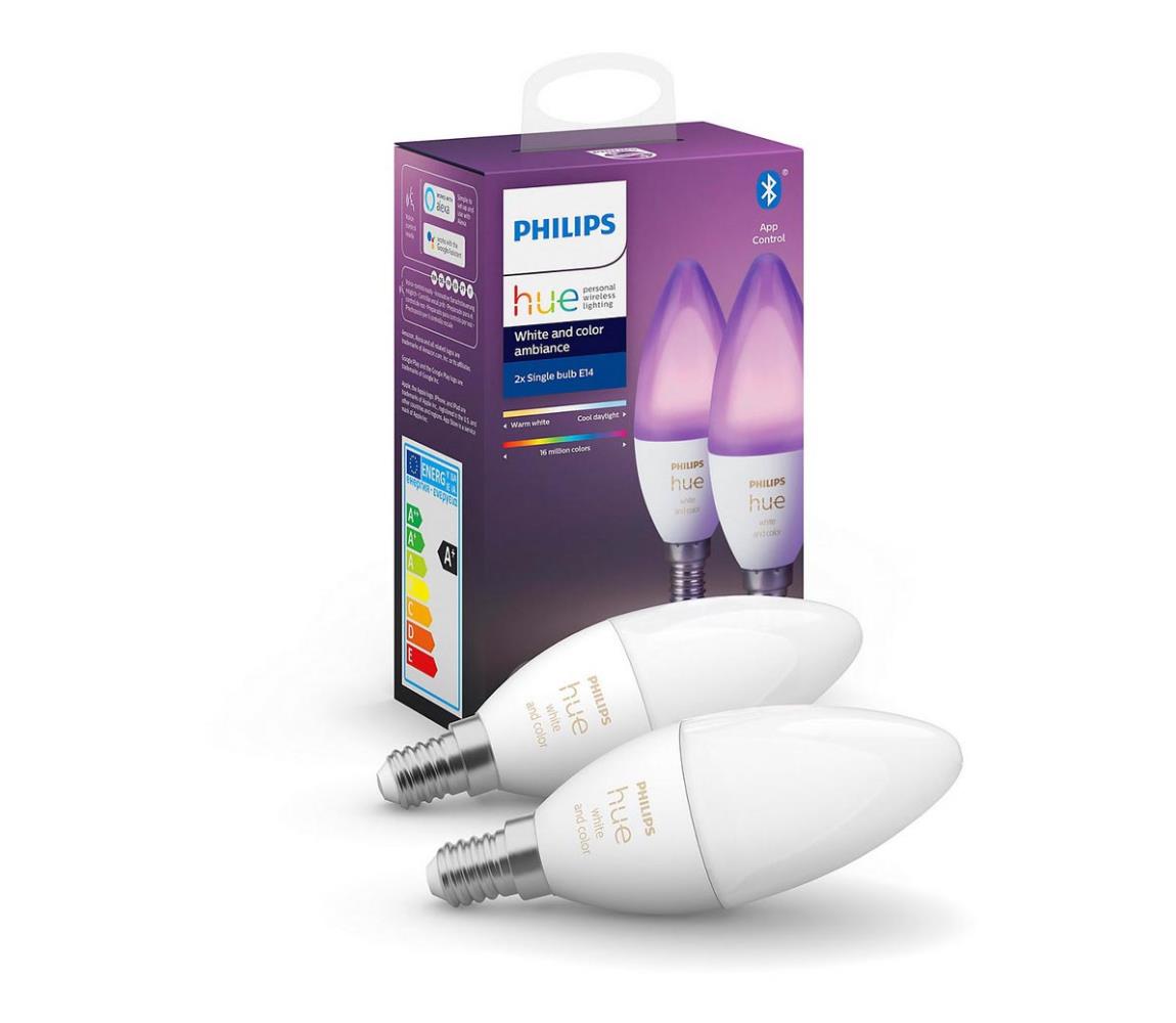 Philips SADA 2x LED Stmívatelná žárovka Philips Hue WHITE AND COLOR E14/5,3W/230V 