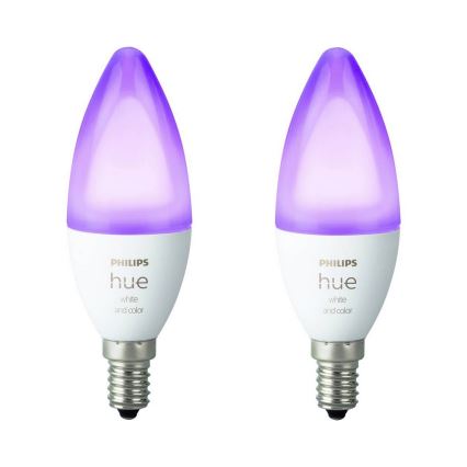 SADA 2x LED Stmívatelná žárovka Philips Hue WHITE AND COLOR AMBIANCE B39 E14/5,3W/230V 2200K - 6500K