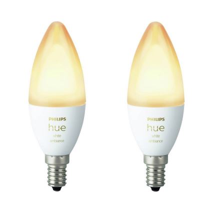 SADA 2x LED Stmívatelná žárovka Philips Hue WHITE AMBIANCE B39 E14/4W/230V 2200K - 6500K