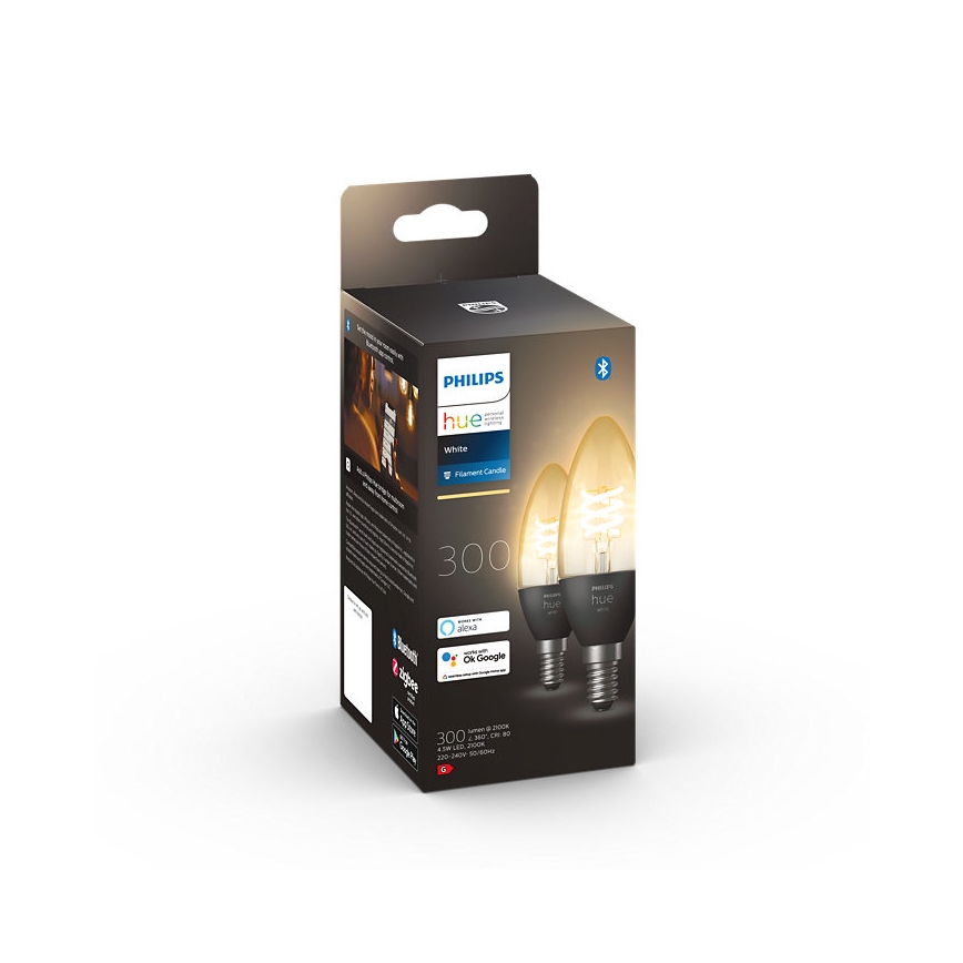 SADA 2x LED Stmívatelná žárovka Philips Hue WHITE FILAMENT E14/4,5W/230V 2100K