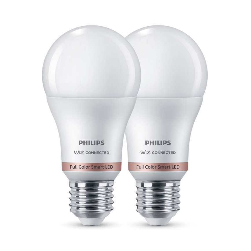 SADA 2x LED RGB Stmívatelná žárovka Philips SMART A60 E27/8,5W/230V 2200-6500K