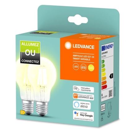 SADA 2x LED Stmívatelná žárovka SMART+ A60 E27/6W/230V 2700K  - Ledvance