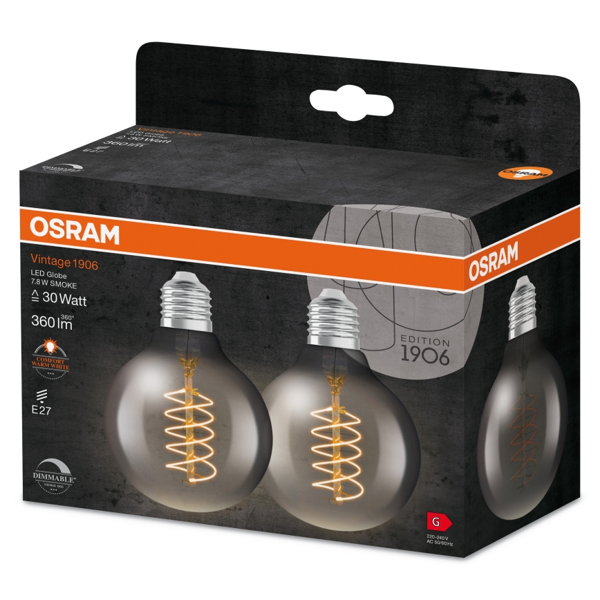 SADA 2x LED Stmívatelná žárovka VINTAGE FILAMENT E27/7,8W/230V 1800K - Osram