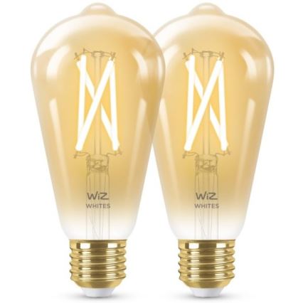 SADA 2x LED Stmívatelná žárovka VINTAGE FILAMENT ST64 E27/6,7W/230V 2000-5000K Wi-Fi - WiZ