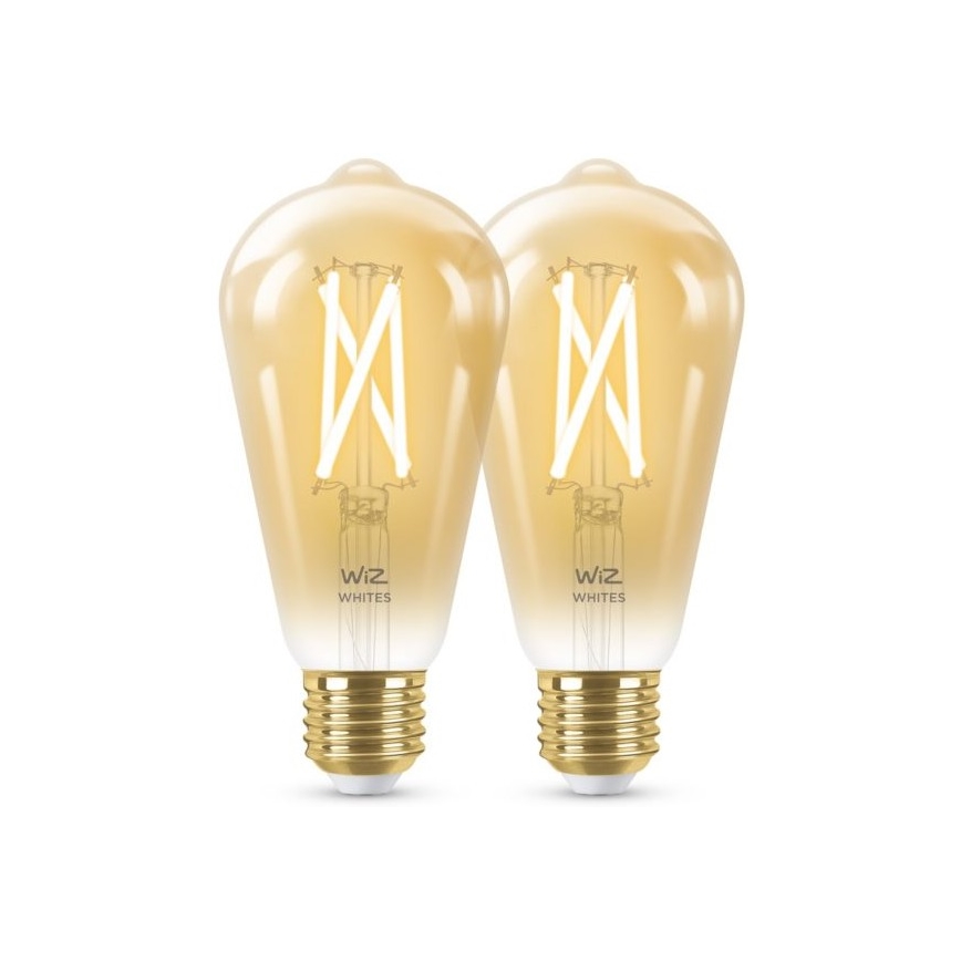 SADA 2x LED Stmívatelná žárovka VINTAGE FILAMENT ST64 E27/6,7W/230V 2000-5000K Wi-Fi - WiZ