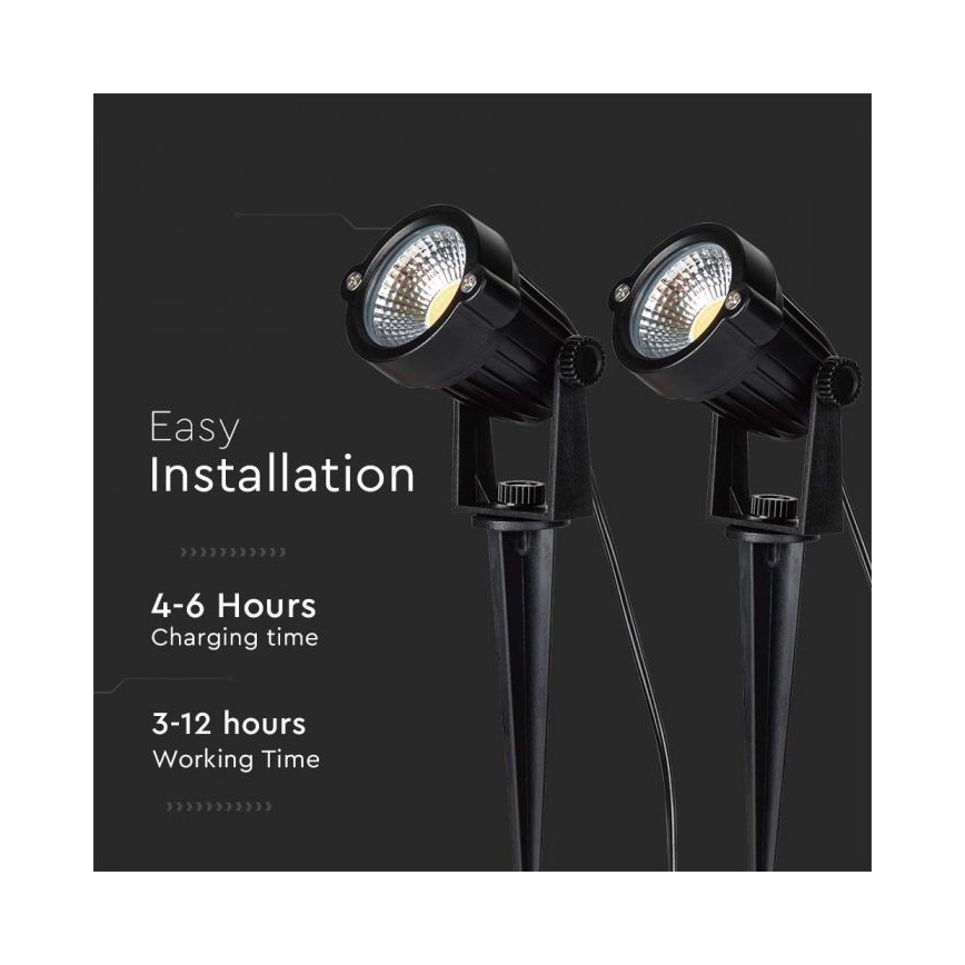 SADA 2x LED Venkovní solární lampa 2xLED/1,2W/3,7V IP65 3000K 4000 mAh