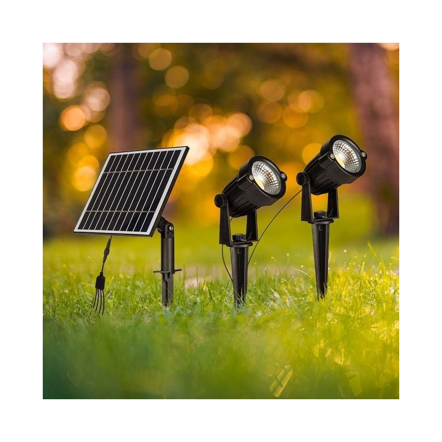 SADA 2x LED Venkovní solární lampa 2xLED/1,2W/3,7V IP65 3000K