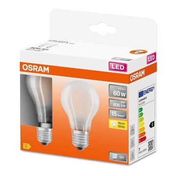 SADA 2x LED Žárovka A60 E27/6,5W/230V 2700K - Osram