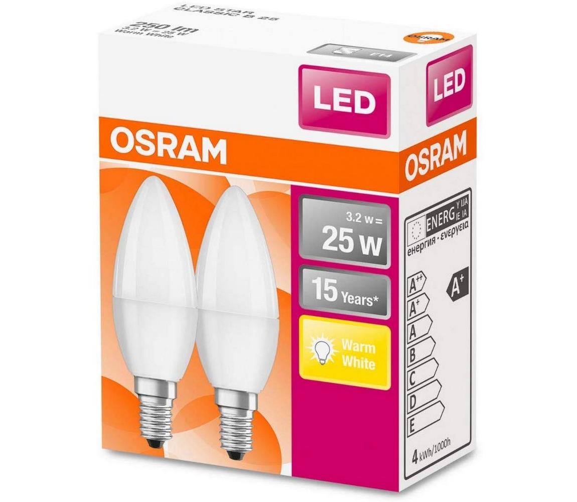 Osram SADA 2x LED Žárovka B25 E14/3,2W/230V 2700K