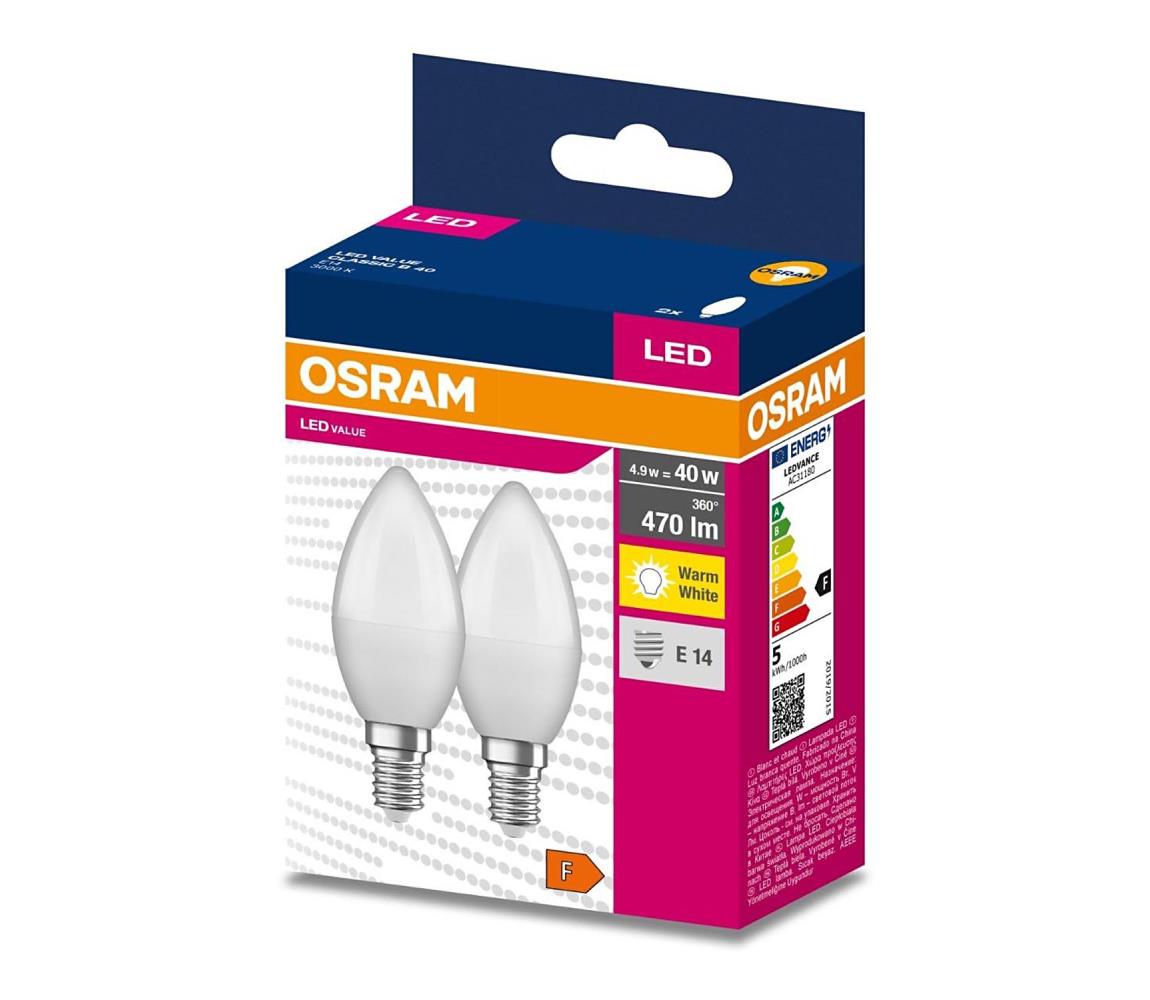 Osram SADA 2x LED Žárovka B35 E14/4,9W/230V 3000K - Osram P225545