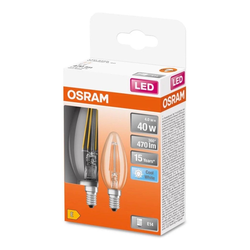 SADA 2x LED Žárovka FILAMENT B35 E14/4W/230V 4000K - Osram