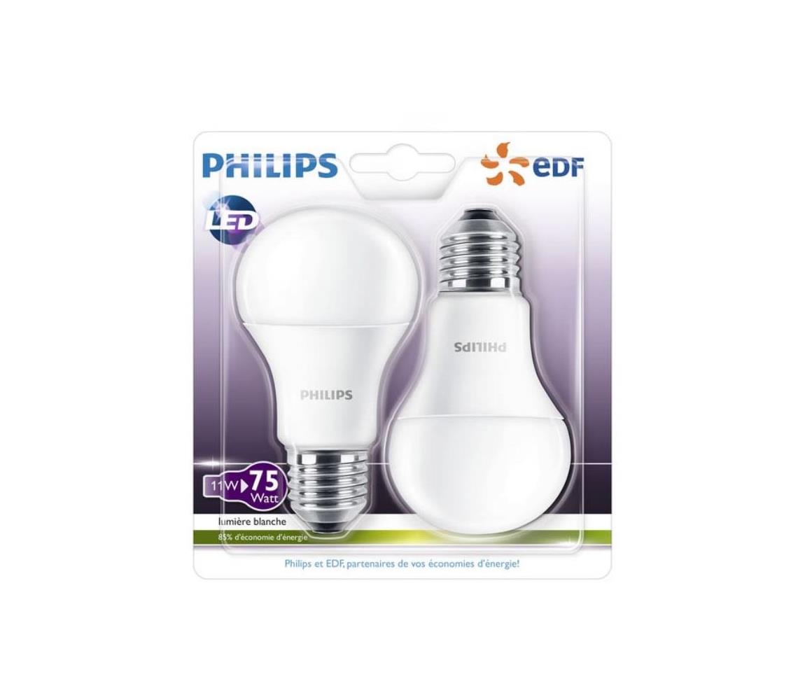 Philips SADA 2x LED Žárovka Philips A60 E27/11W/230V 2700K 